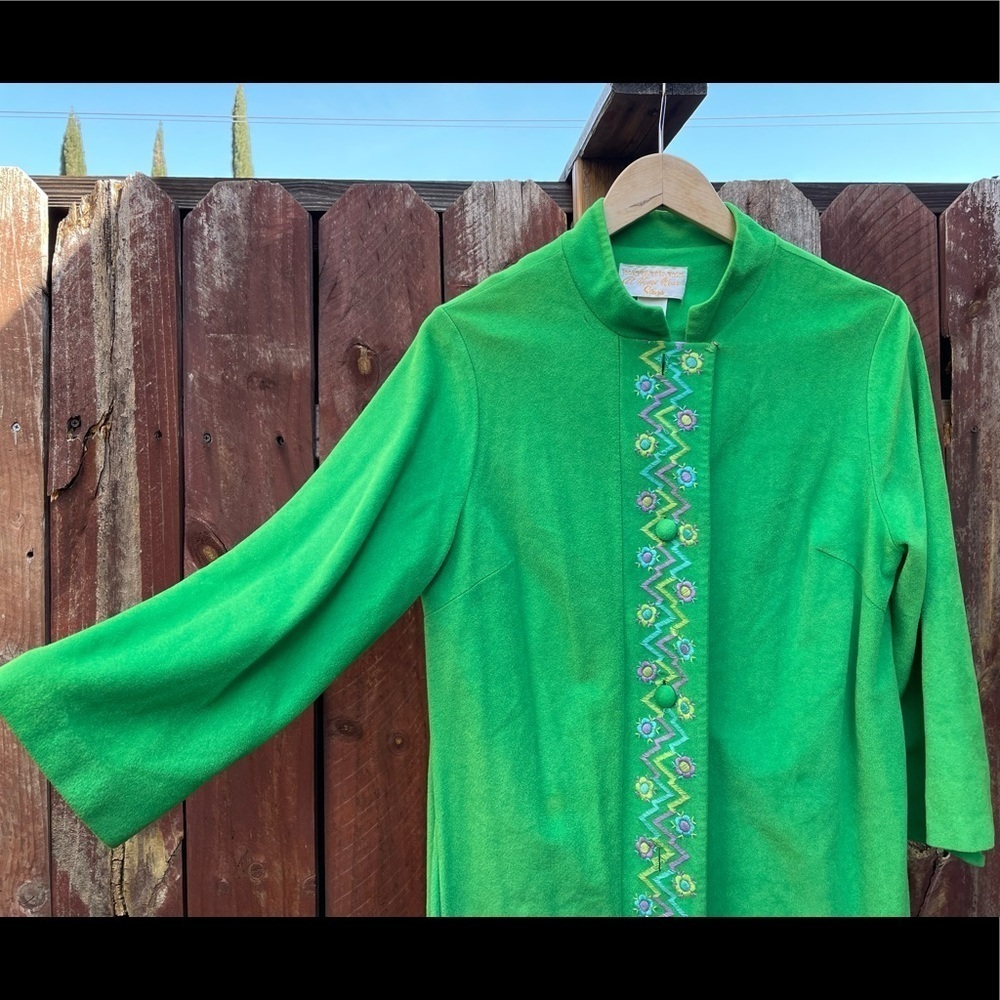 Vintage Sears Best At Home Wear Green Floral Pattern Robe Caftan